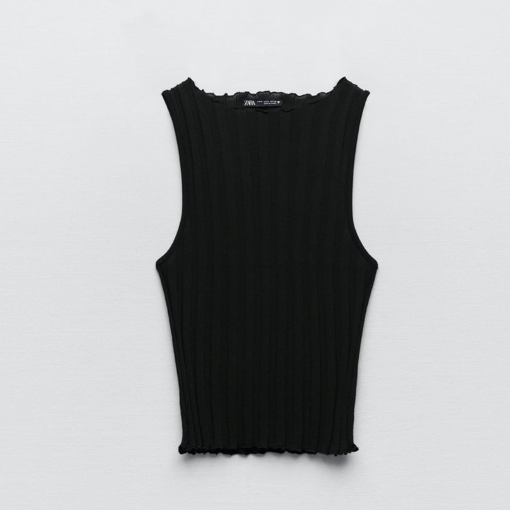 Zara Ribbed Halter Top - Black - BRAND NEW